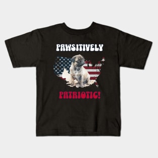 4th of July Independence Day Patriotic Pug Funny Design for Dog Lovers Kids T-Shirt